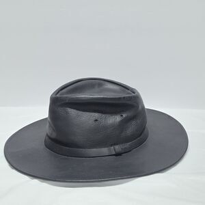 Henschel Hat Co. Men's Safari Fedora Outback Western Hat Black Leather Size M